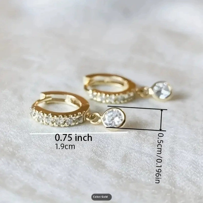 Zircon Round Full Drill Buckle Earrings