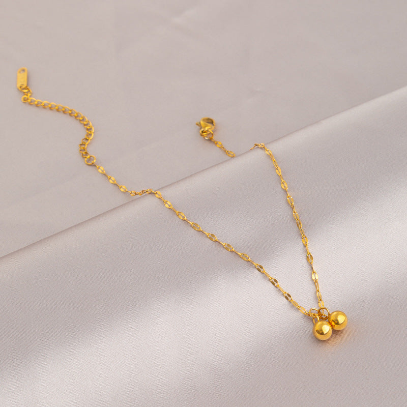 Gold & Small Ball Lip Chain Titanium Steel Anklet Women