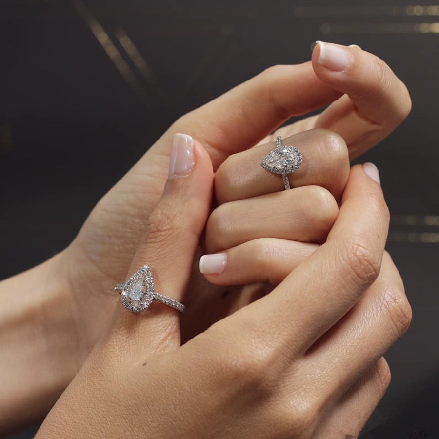 White Gold Color Women's Wedding Water Drop Zircon Ring